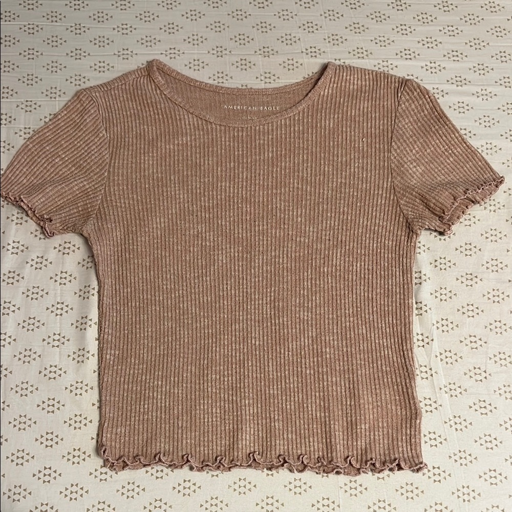 Women's American Eagle Ribbed Tan Top